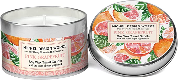 Pink Grapefruit Soy Wax Travel Candle
