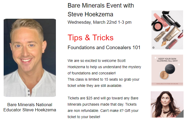Bare Minerals Event with Steve Hoekzema